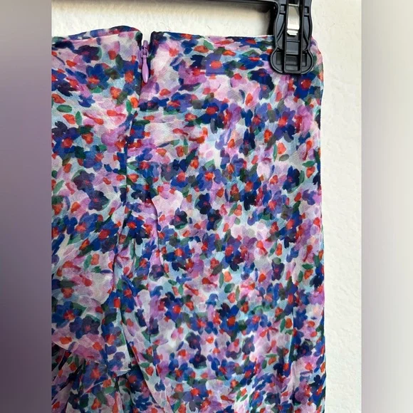 Veronica Beard Spencer Floral Silk Chiffon Ruched Tiered Mini Skirt Size 4 - Picture 7 of 11